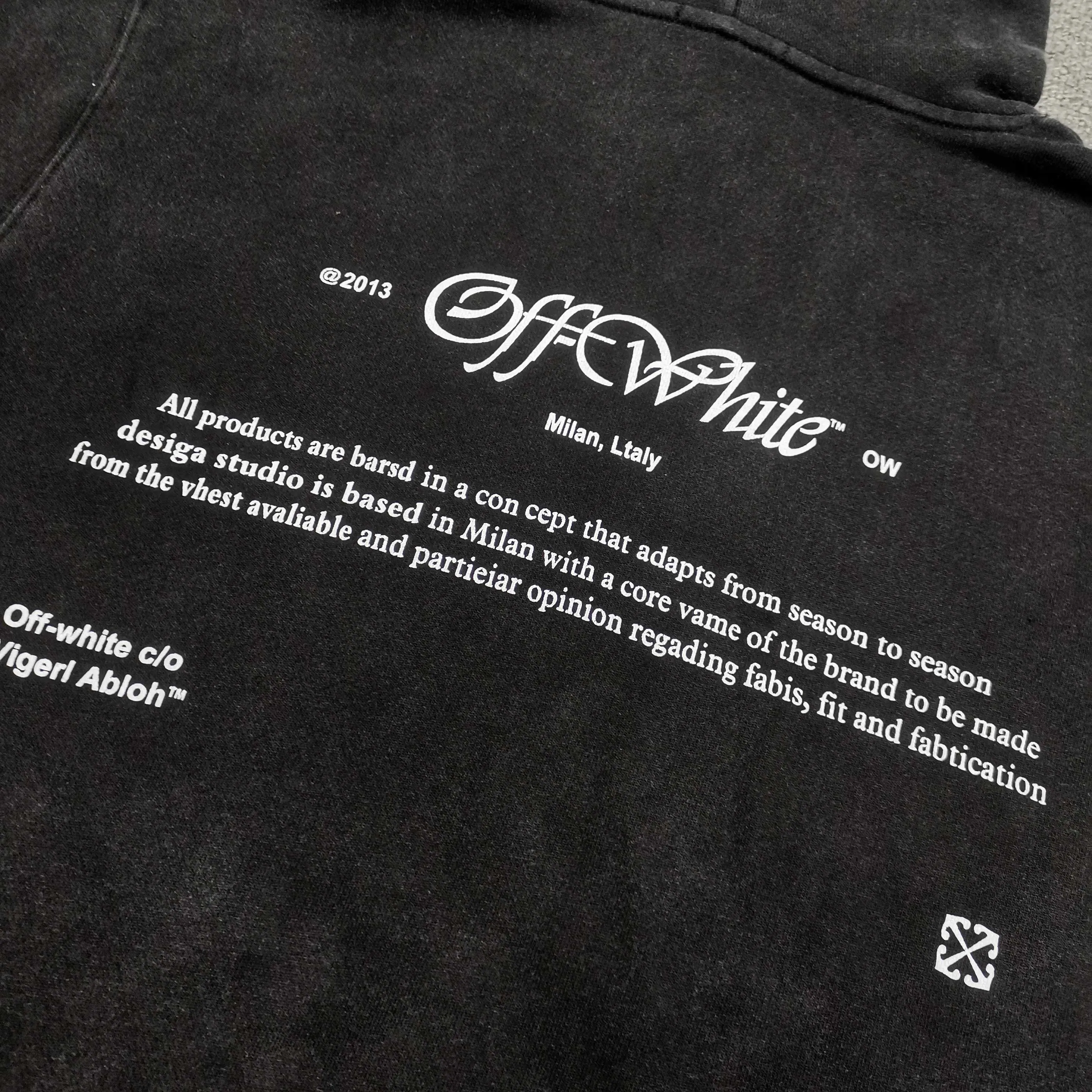 off white 25ss religious portrait oil painting 460g washed hooded sweatshirt Color: washed black Size: S M L XL P410